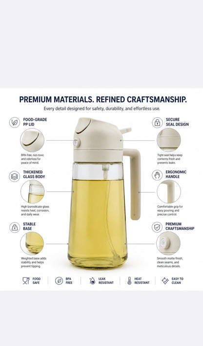VivaNest 2 in 1 Oil Sprayer and Pourer,Duel-Purpose Oil Pot for Kitchen