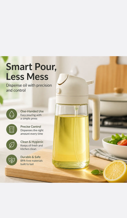 VivaNest 2 in 1 Oil Sprayer and Pourer,Duel-Purpose Oil Pot for Kitchen