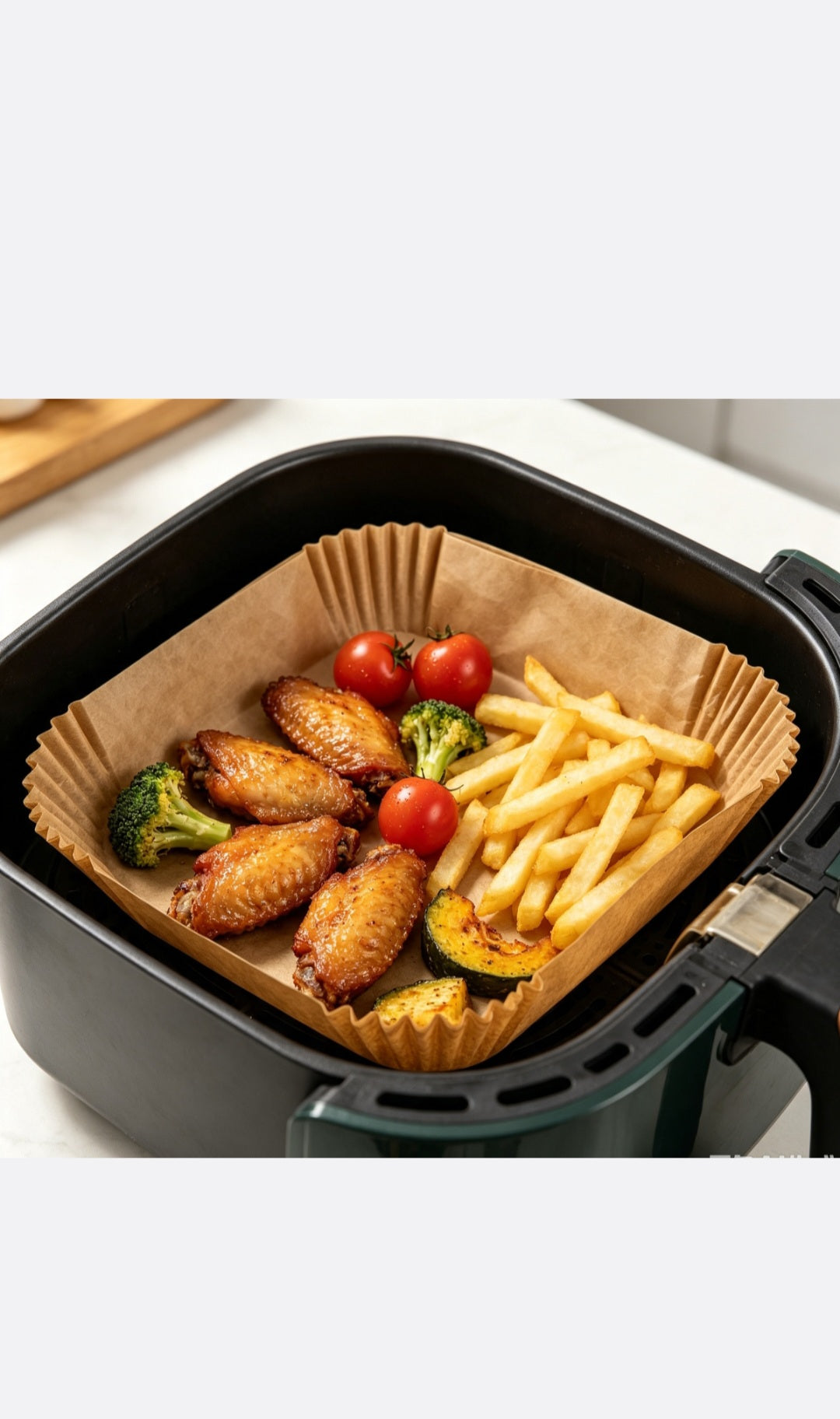 100pcs 20×20cm Disposable Air Fryer Liners Non-Stick Parchment Paper