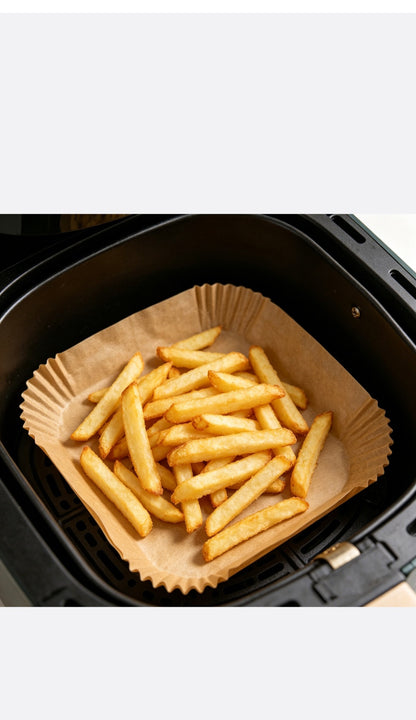 100pcs 20×20cm Disposable Air Fryer Liners Non-Stick Parchment Paper